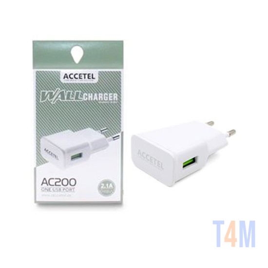 CARGADOR DE APADTOR ACCETEL AC200 USB 2,1A BLANCO